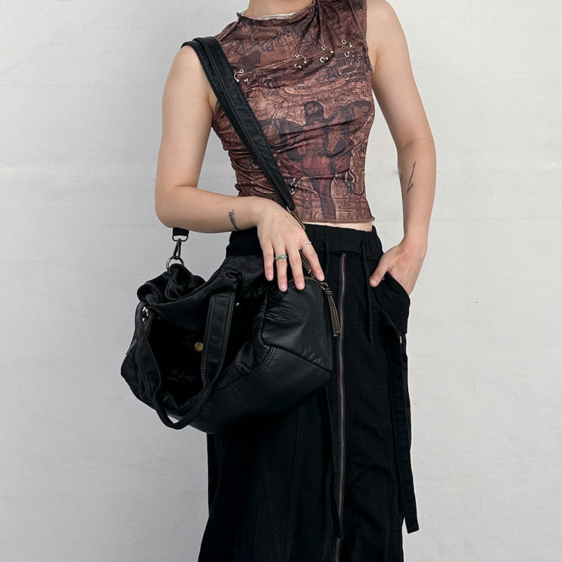 Moto & Biker Shoulder Underarm Bags For Women Designer Handbags And Purses 2023 New In Vintage Y2k PU Leather Crossbody