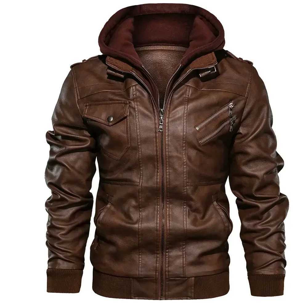 2024 Autumn/Winter Oblique Zipper Motorcycle Leather Jacket Mens Brand Retro Pu Leather Jacket European Size S-XXXL Y241018