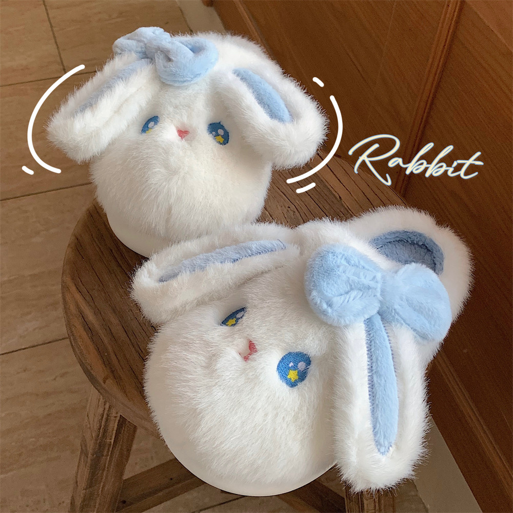 Soft & Warm Rabbit Slippers: Indoor Plush Cotton Slippers for Women