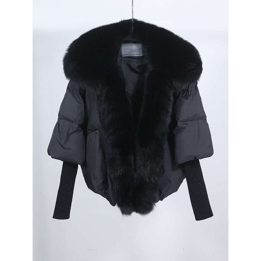 Loose Natural Real Fox Fur Collar Coat Thick New European Fashion White Duck Down Jacket Winter Women Warm Outerwear