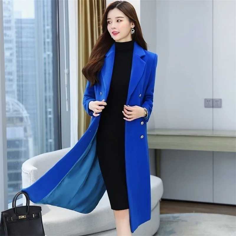 Fashion New woolen Coat Temperament Womens Long Autumn and Winter Thickened New Fashion Slim Loose Polo Collar Woolen OutcoatX241009