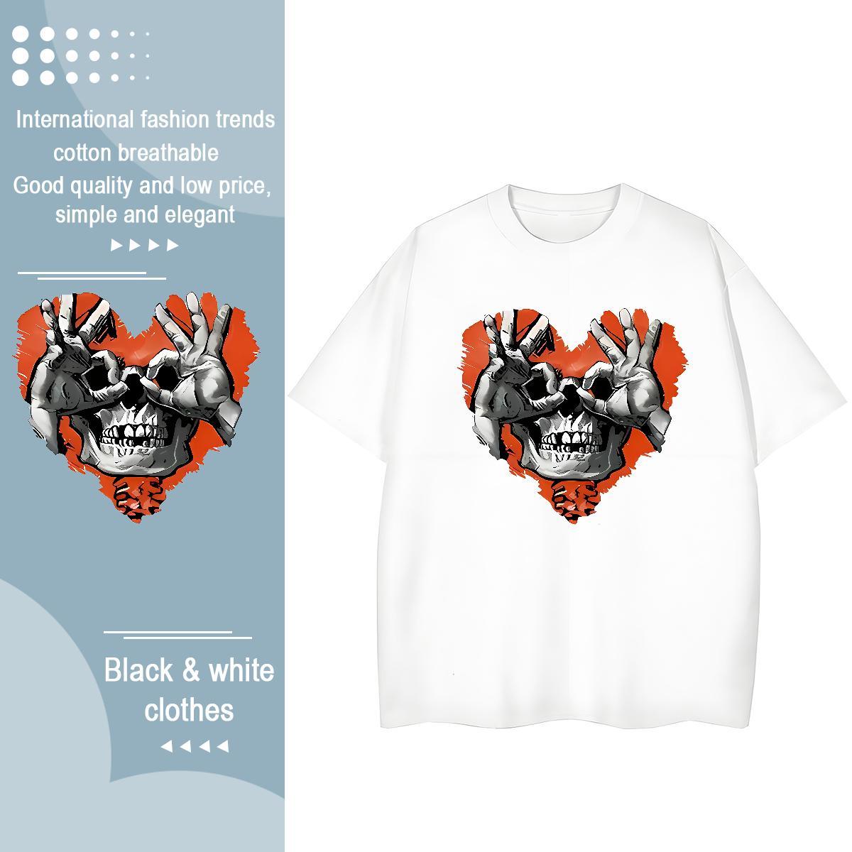 DIY T Shirts Women 230g Cotton Comfortable Outdoor skull Women Tees Lady Custom Print Plus Size Tees Shirts