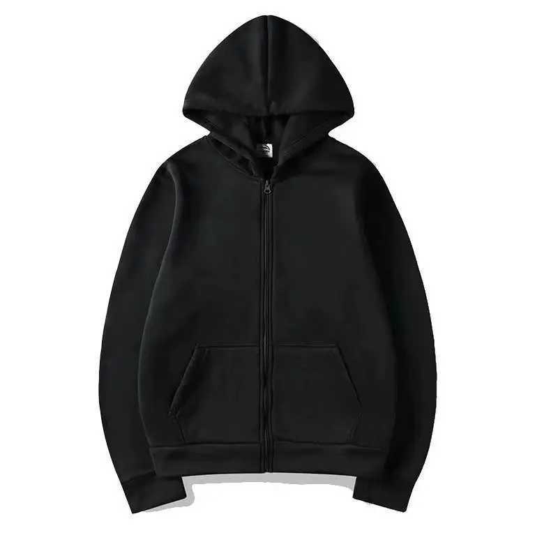 Cross-border Europe and the United States men and women with the same zip-up sweater cardigan hoodie solid color blank sportsweaC241018