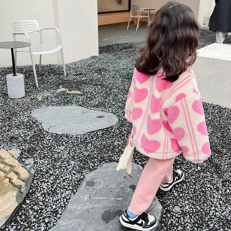 New Winter Clothing Girls Coat Lambswool Super Thick Wool Lining Love Coat M241018