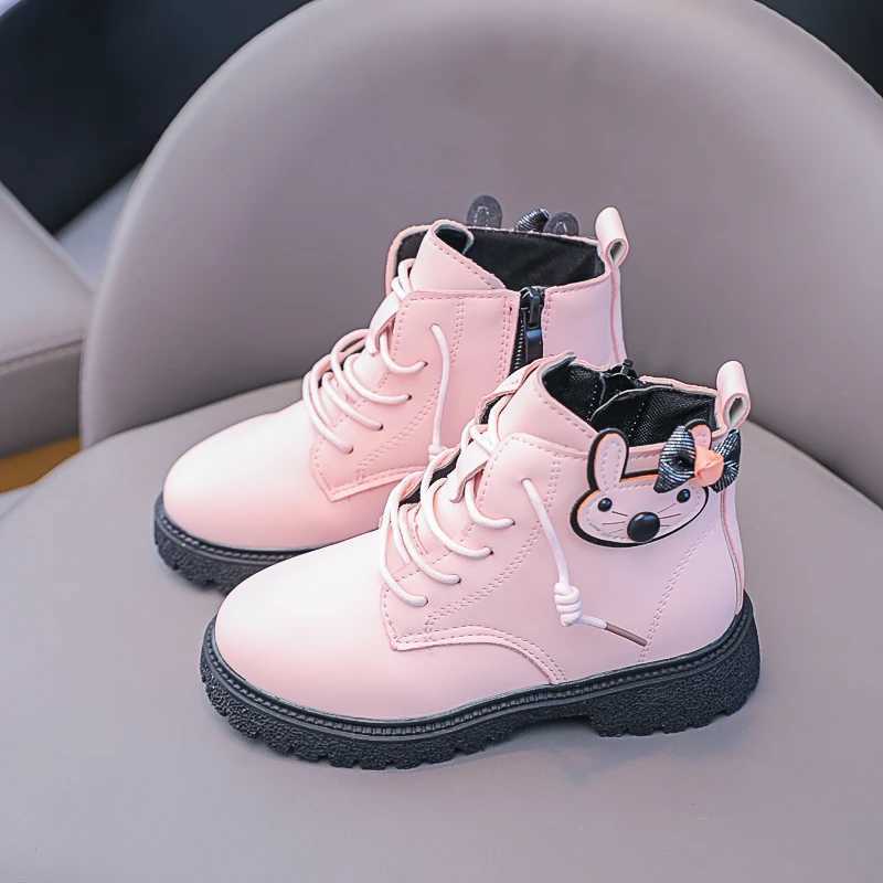 Boots Girls Leather Boots Children Fashion Short Boots Soft Sole British Style Kids Princess Boots All Match 2024 Autumn Winter H241018