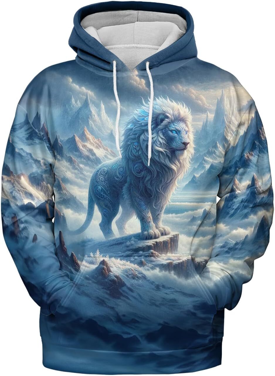 Hoodie for Mens Womens Lion Hoodies For Men 3D Print Design Leo Zodiac Pullover Sweatshirt Wildlife Adult Womans Animal Graphic Hoodies sweatshirt Tre