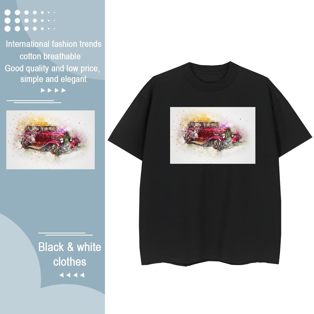 TOP Quality T shirt 230g Pure Cotton Breathable Crew Neck Sports Street Wear car Unisex Tshirts Designer Nice Plus Size Custom Polos