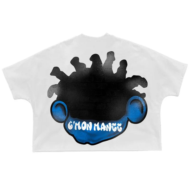 Vintage Cartoon Graphic 100% Cotton Cropped T-Shirts Men Y2K Summer Short Sleeves Casual Oversize Tshirt Streetwear Women Tops 241007