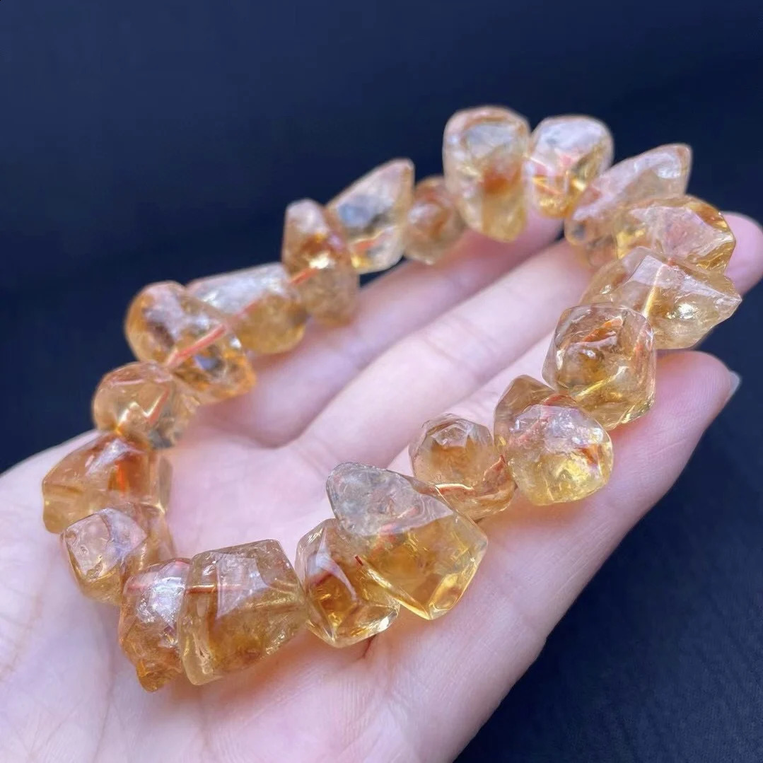 1 piece of Fengbaowu natural amethyst lemon bracelet with irregular shape beads spiritual healing stone fashionable jewelry gift 241018