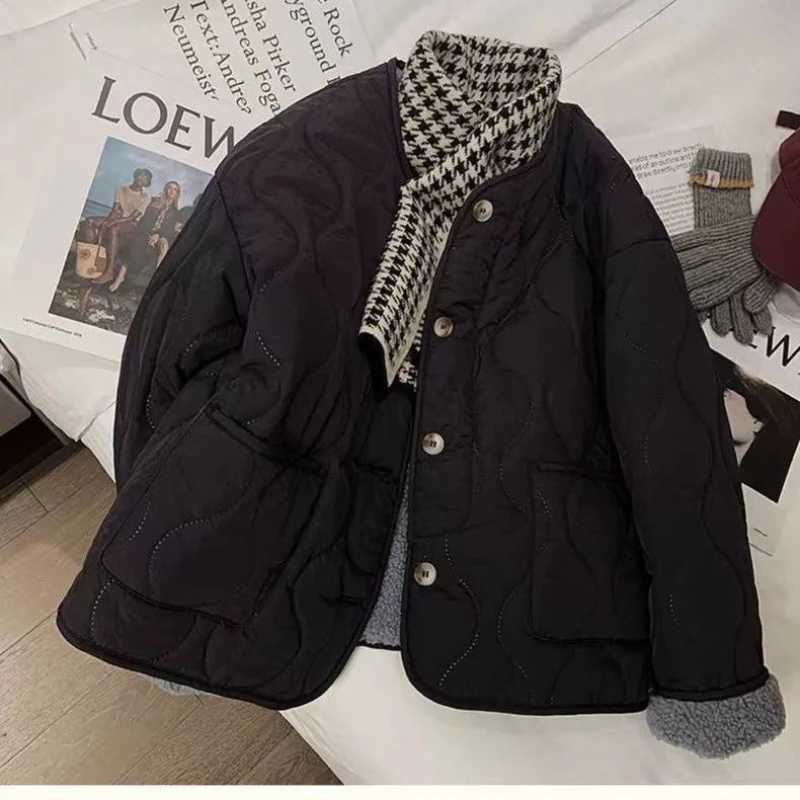 Pink Sheep Cotton Coat 2024 Winter New Style Korean Version Thickened Round Neck Lamb Wool Jacket Cotton Padded Jacket For WomenX241018