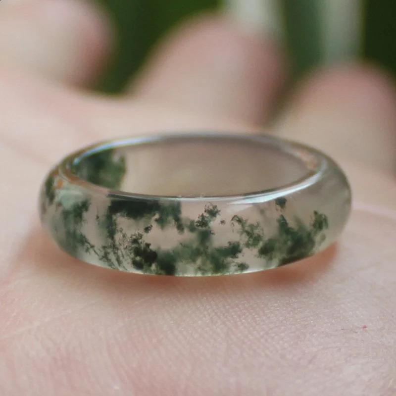 Moss Agates Ring Natural Gem stone Jewelry For Women Man Gift Wholesale 241010