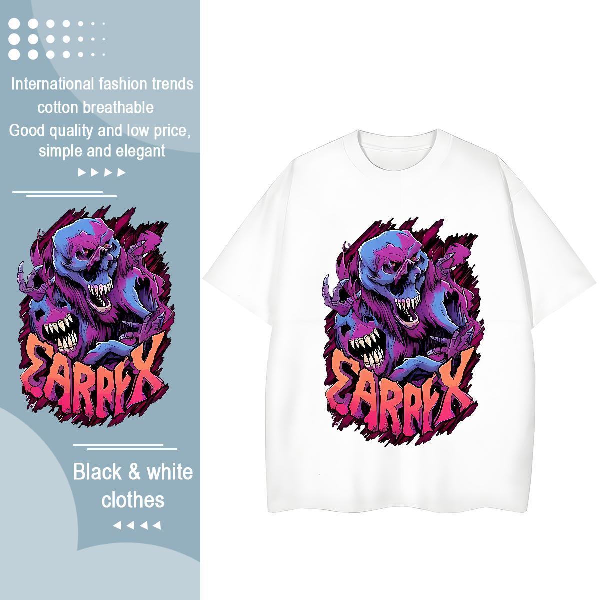 Factory Direct T Shirt For Woman 100% Cotton 230g Breathable Crew Neck High Street Hip Hop skull Couples T Shirts Female Custom Print Plus Size Clothi