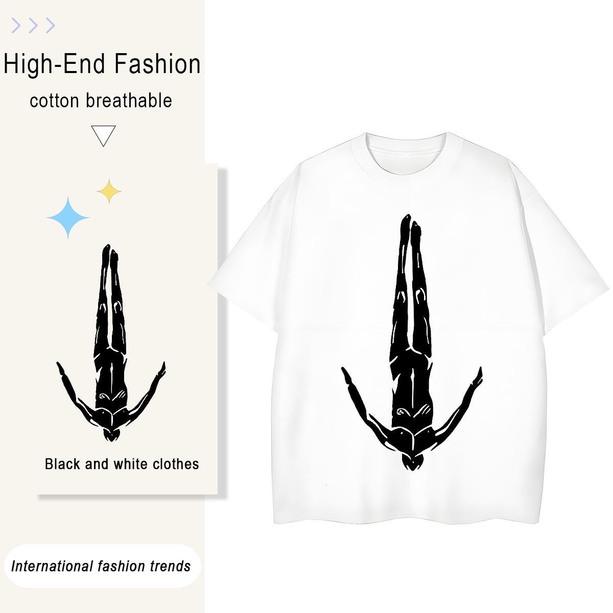 Classic Womens T Shirts 230g 100% Cotton Breathable Soft Outdoor character Lady T shirt Nice Cartoon Print Tees