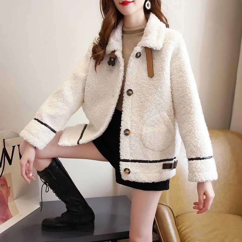 Korean Fashion Sheepskin Coat For Women Loose Soft Wool Womens Winter Jackets 2024 Thick Warm Manteau Femme Hiver All-MatchX241018