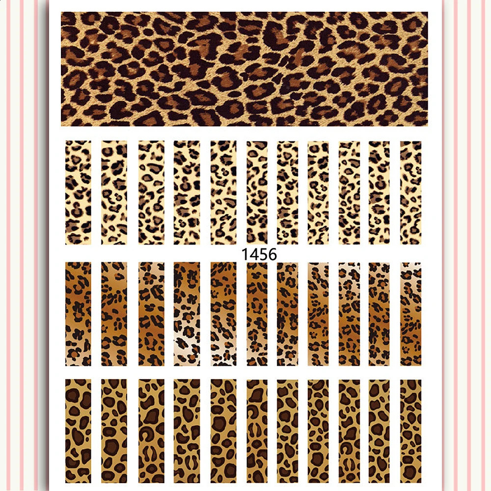 10PCS Animal Zebra Nail Art Sticker Cheetah Black And White Nail Art Decorative Decal 3D Adhesive Animal Fur Wolf Nail Slider 241017