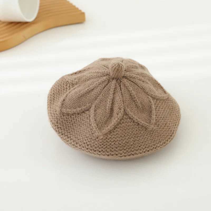 Knitted Beret Hat for Baby Hair Accessories Solid Candy Color Painter Cap for Girl Kids Bonnet Children Warm Hats 1-6M LX241018