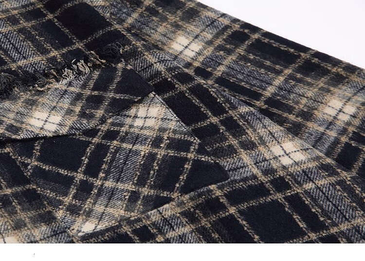 shanshi Men's shirts shanshi Men's shirts American plaid fringed design long sleeved men's trendy brand loose casual high street niche 