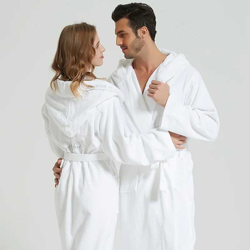 Winter Mens Bathrobes Towel Fleece Robe Hooded Thick Long Sleeve Couple Men Robe Plush Shawl Kimono Warm Male Bathrobe ChristmasXJ241018