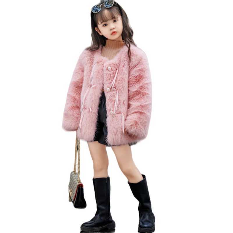 Girls outerwear jacket winter cotton windproof soft warm thick velvet fur school coat childrens clothing M241018