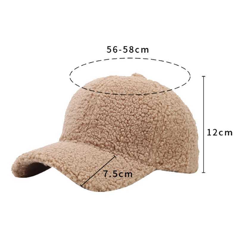 Lamb Wool Baseball Caps for Women Men Winter Warm Thick Peaked Hat Korean Curved Brim Visors Outdoor Sports Solid Color Golf CapX241018