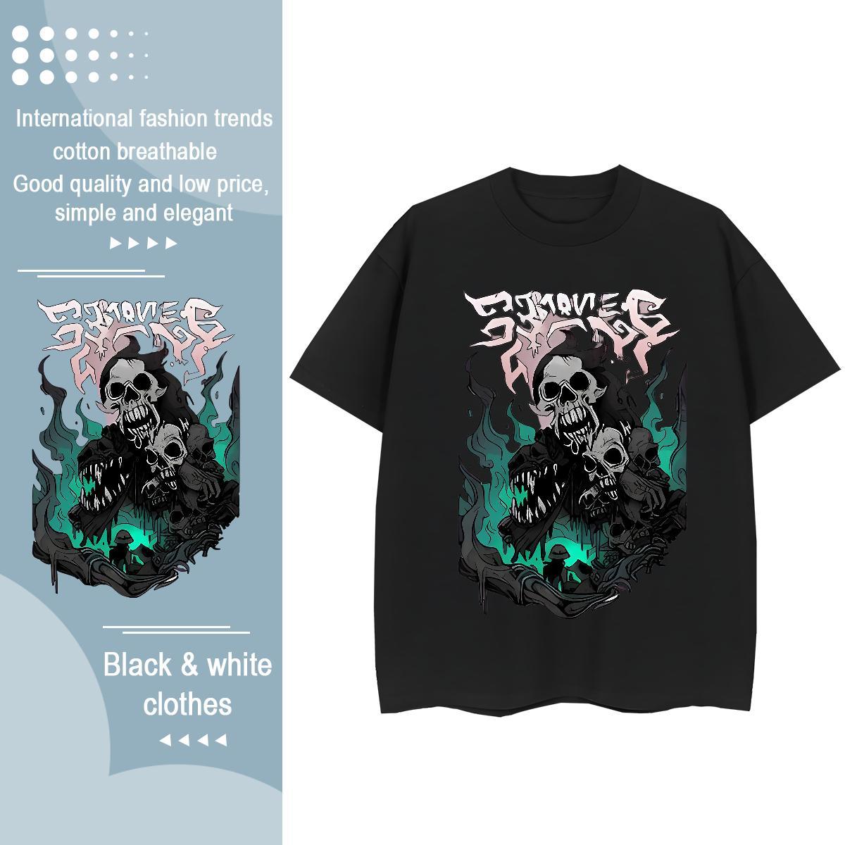 Custom T Shirts Women 230g Cotton Comfortable Casual skull Womens Tshirts Loose DIY Anime Printed Tops