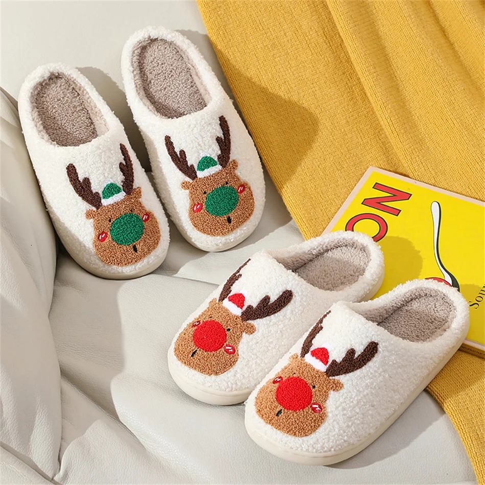 Womens Winter Family Couple Bedroom Warm Lining Slippers Christmas Camel Cotton Slippers241018