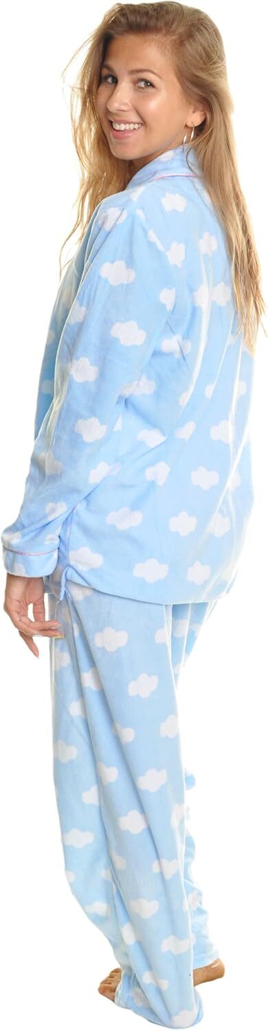 Women S Pajama Set Cozy Fleece With Notch Collar And Pockets
