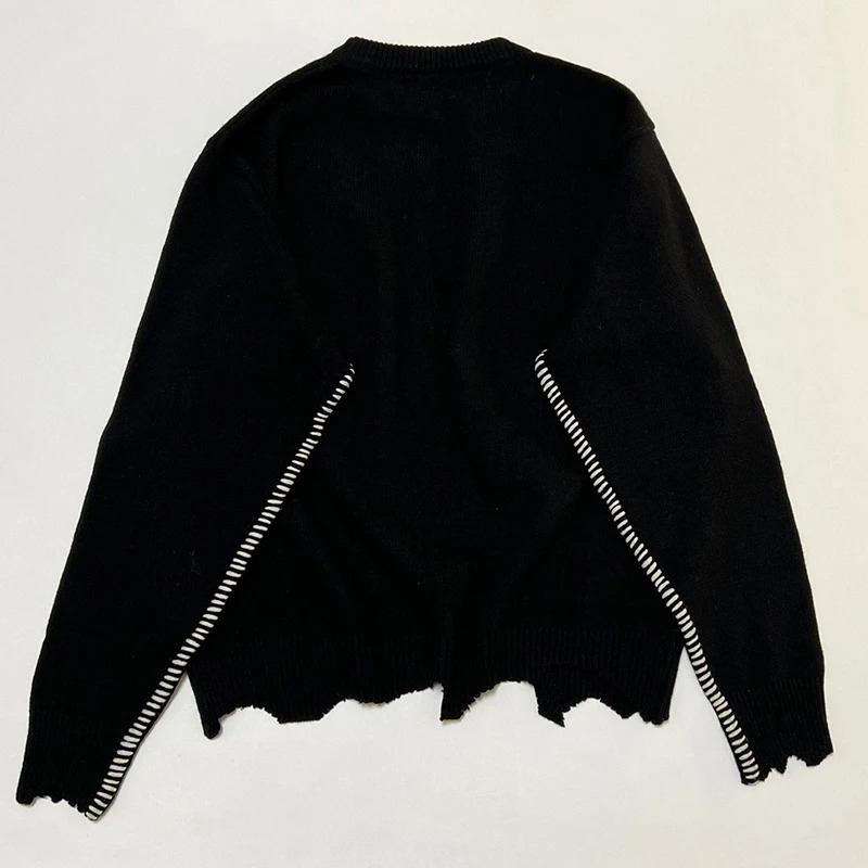 CLF Saint Autumn and Winter Wool Tassels Hole Sweater Street Fashion Letter Embroidery High Quality Men Women 1 Pullover 241018