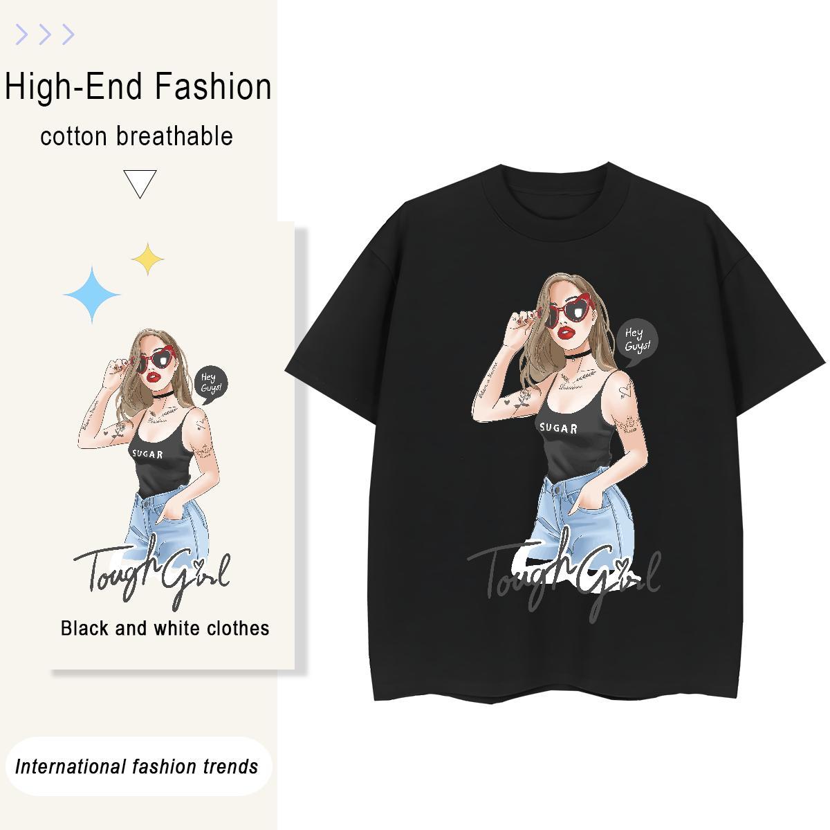 2024 DIY T-Shirts for Women 230g 100% Cotton Breathable Crew Neck Casual Beach character Womens Tshirts High quality DIY Anime Printed Top Tees