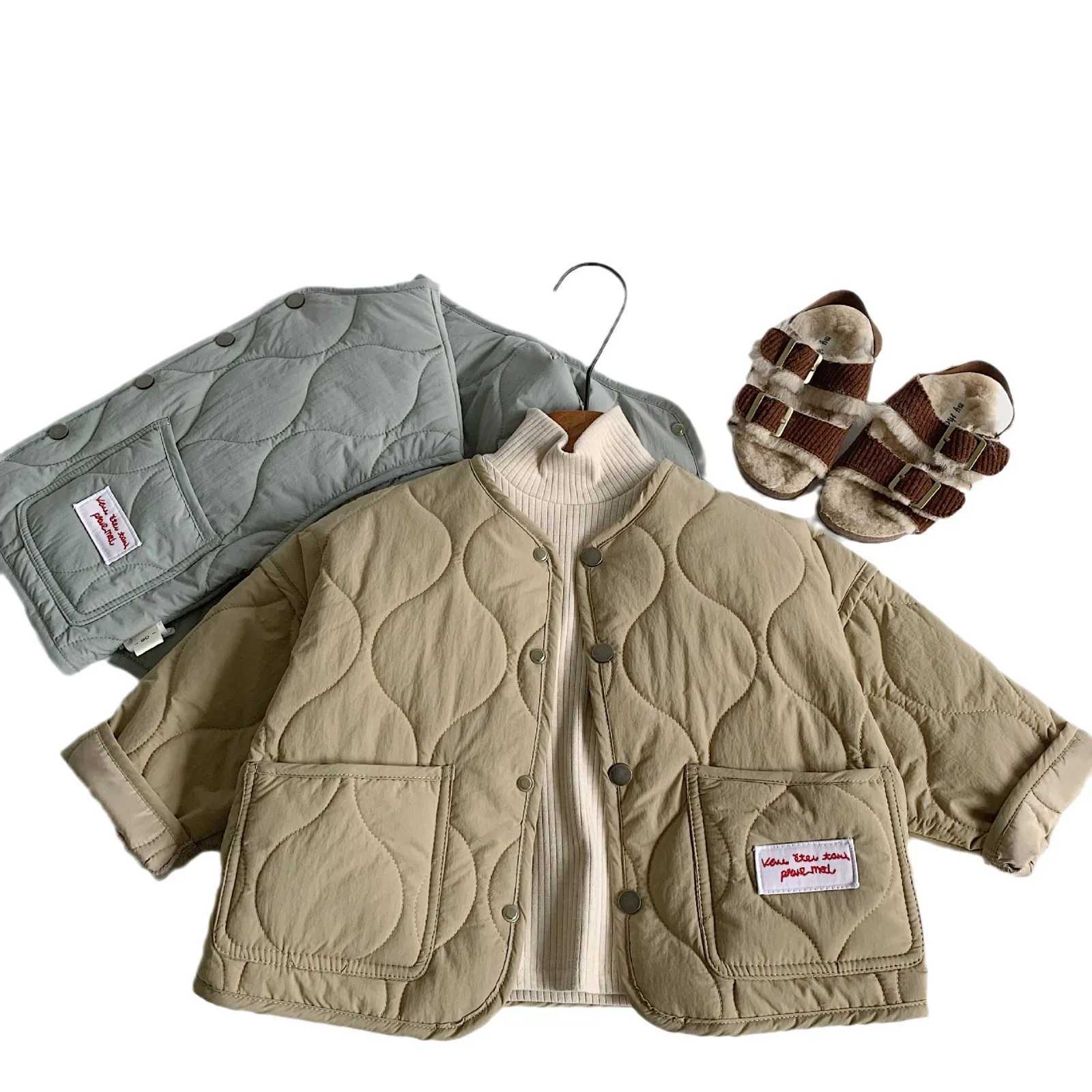 Childrens clothing childrens casual jacket winter boys and girls pockets standard cotton pads new clip on cotton fully matched jacket trendy M241018