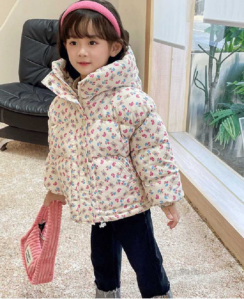 Girls aprons floral jackets winter thick velvet jackets childrens down jackets childrens printed jackets M241018