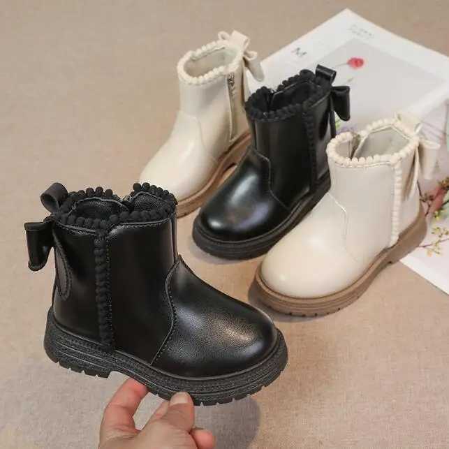 Boots Childrens Fashion Womens Leather Boots Princess Edition Anti slip Cool UK Side Zipper Anti slip Winter Childrens Snow Boots H241018