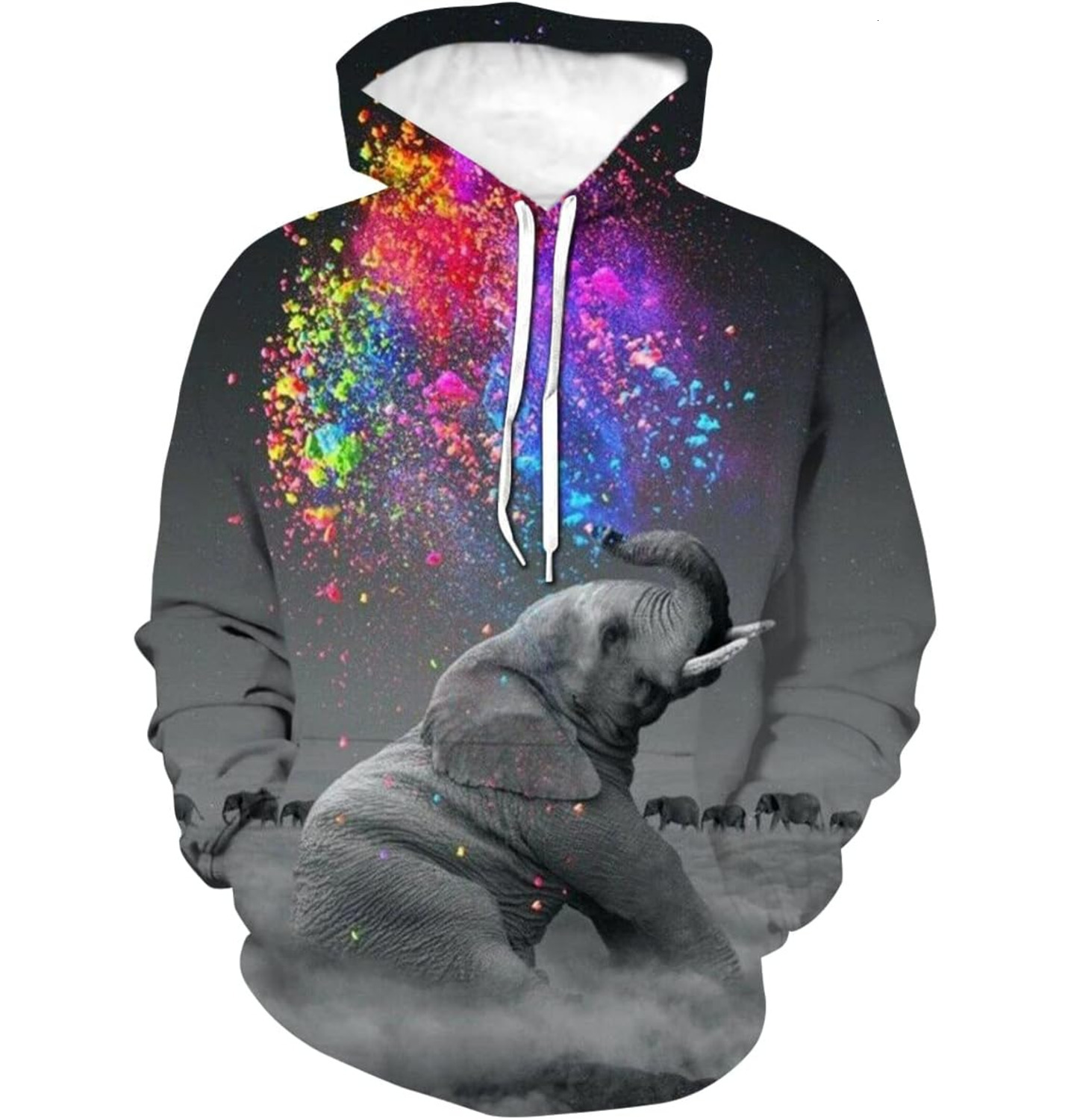 Hoodie for Mens Womens Dream Big Elefante Hoodie 3D Printed Wildlife Blue Elephant Sweatshirt Pullover Top Graphic Hoodies sweatshirt Pullover Long Sl