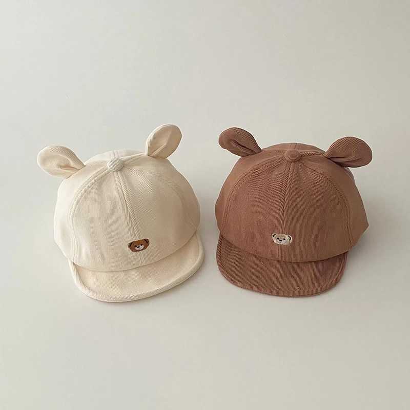 Cute Baby Baseball Cap Solid Color Bear Ears Boy Girl Peaked Hat Spring Autumn Adjustable Casual Kids Sun Hats LX241018