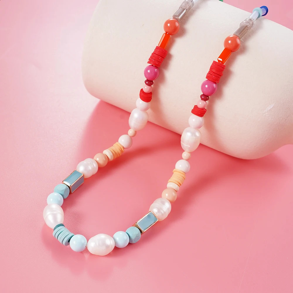 Color Irregular Natural Stone Natural Pearl Pendant Handmade Pearl Necklace Womens Seaside Vacation Party Accessories 241018