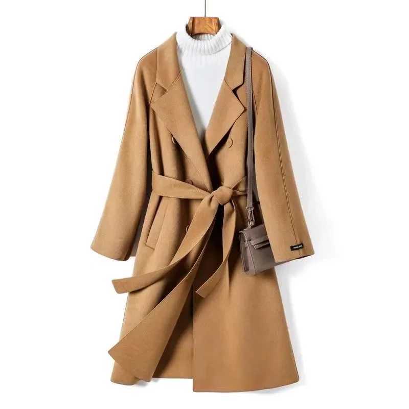 Autumn Winter New Woolen Coat Womens Slim Fit Cardigan Large Coat Women Long Sleeve Double Breasted Stand Collar Woolen CoatX241009