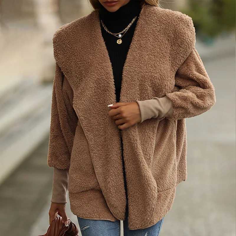 APIPEE 2024 new autumn and winter coat women winter faux lamb wool sheep shearling double-sided cashmere coat womenX241018