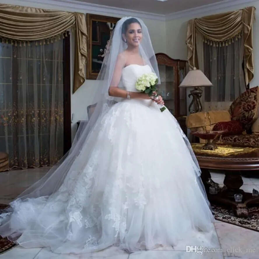 Princess Size Plus White Lace Ball Gown Dresses Strapless Or Length Dress Backless Boho Beach Tulle Wedding Bridal Gowns S s