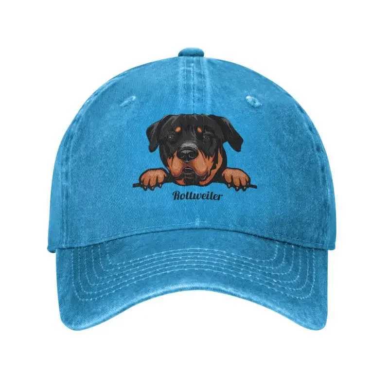 Punk Unisex Cotton Peeking Dog Rottweiler Baseball Cap Adult Adjustable Dad Hat Men Women OutdoorX241018