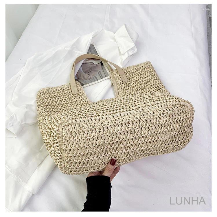 2025 new totes womens shoulder bags large capacity tophandle handbag hollow paper straw woven bag simple casual zhanyishengli