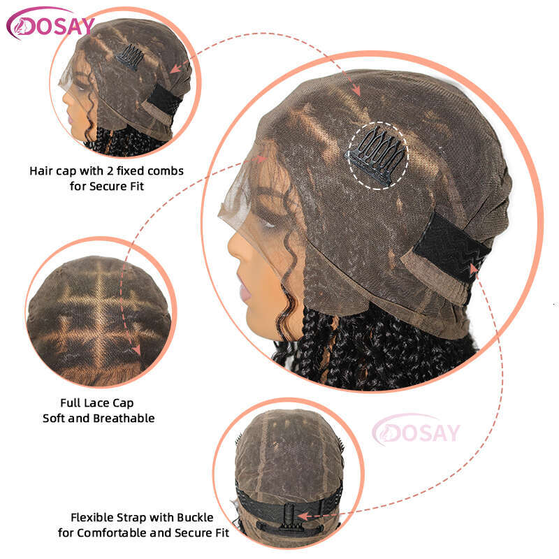Synthetic Curly Wigs Short Bob 360 Full Lace Braids Wigs 12 Inch Boho Knotless Braided Wigs Goddess Box Wig Pre-Pluck Baby Hair