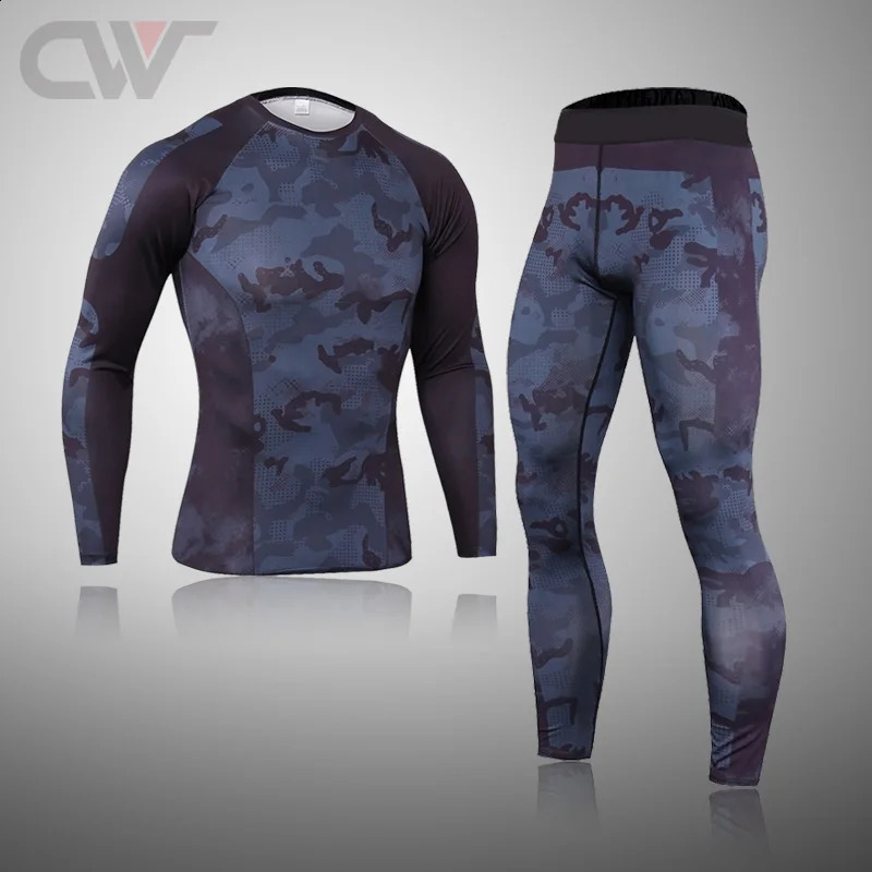 Winter Thermal Underwear Set Mens Sportswear Running Training Warm Base Layer Compression Tights Jogging Mens Gym MMA Suit 241018