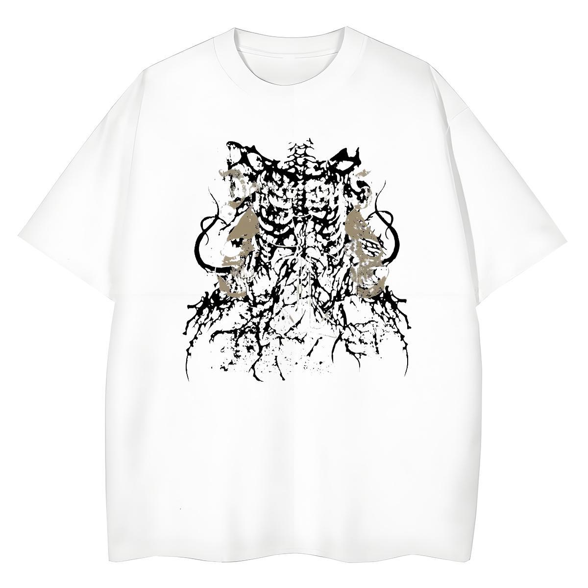 DIY T Shirts Women 230g Cotton O-Neck Short Sleeve Daily Outfit skull Lady T shirt Popular Anime Oversized Clothes