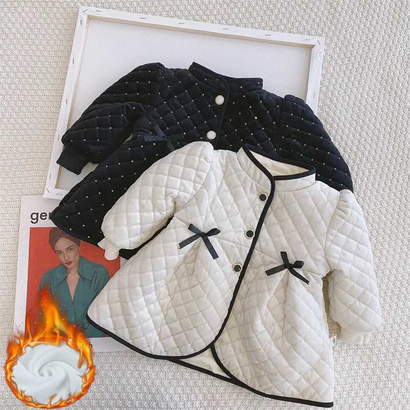 Baby girl winter coat childrens fashionable warm jacket childrens trend with velvet park baby autumn lightweight clothing 1-6Y M241018