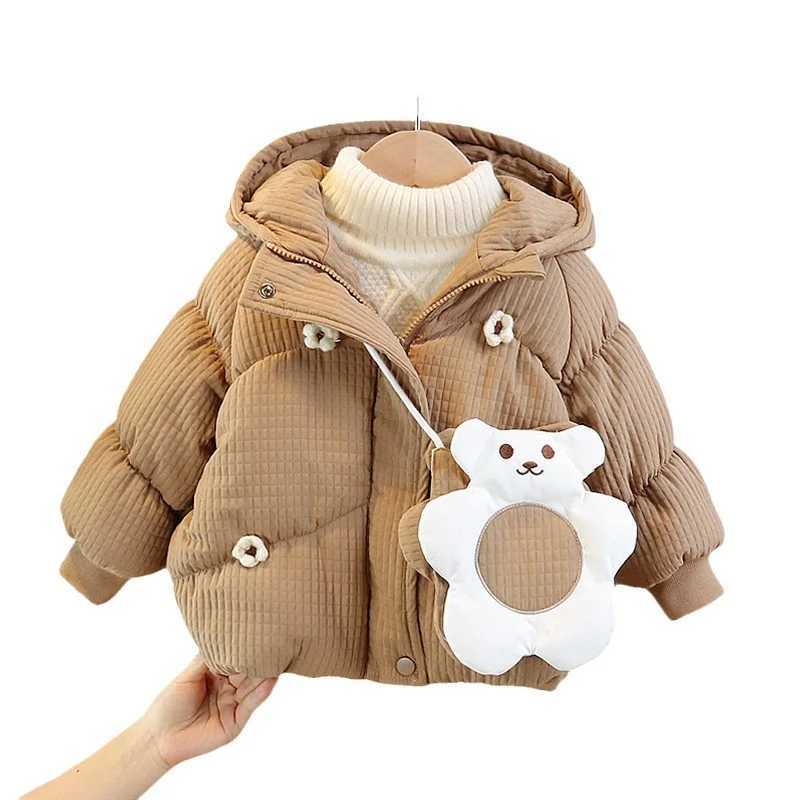 Womens outerwear cotton windproof jacket sweet thick velvet winter skiing suit childrens clothing M241018