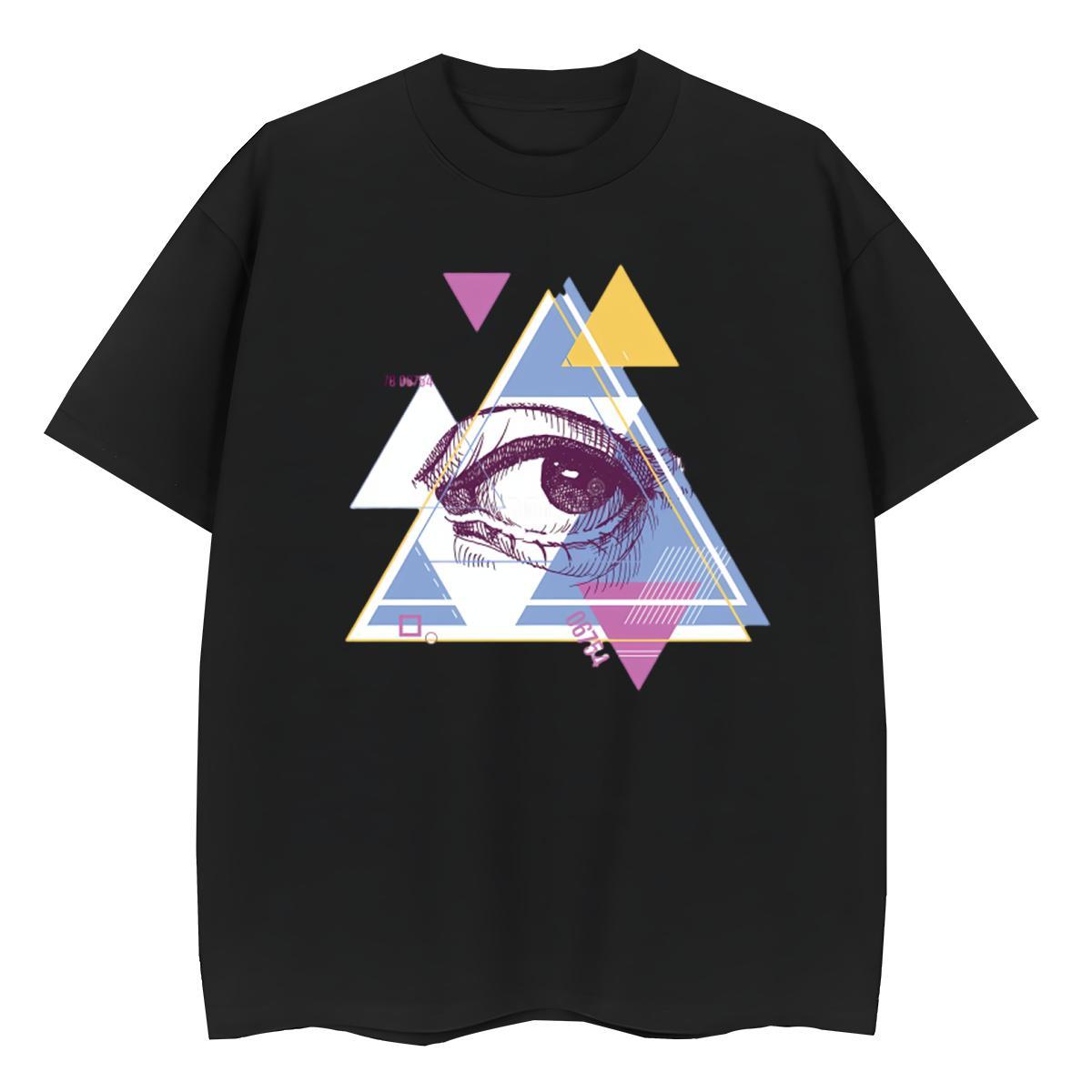 Fashion Casual Womens T Shirts 230g Pure Cotton Breathable Short Sleeve Street eye of the devil Women Tshirts Unisex DIY Printed Polos
