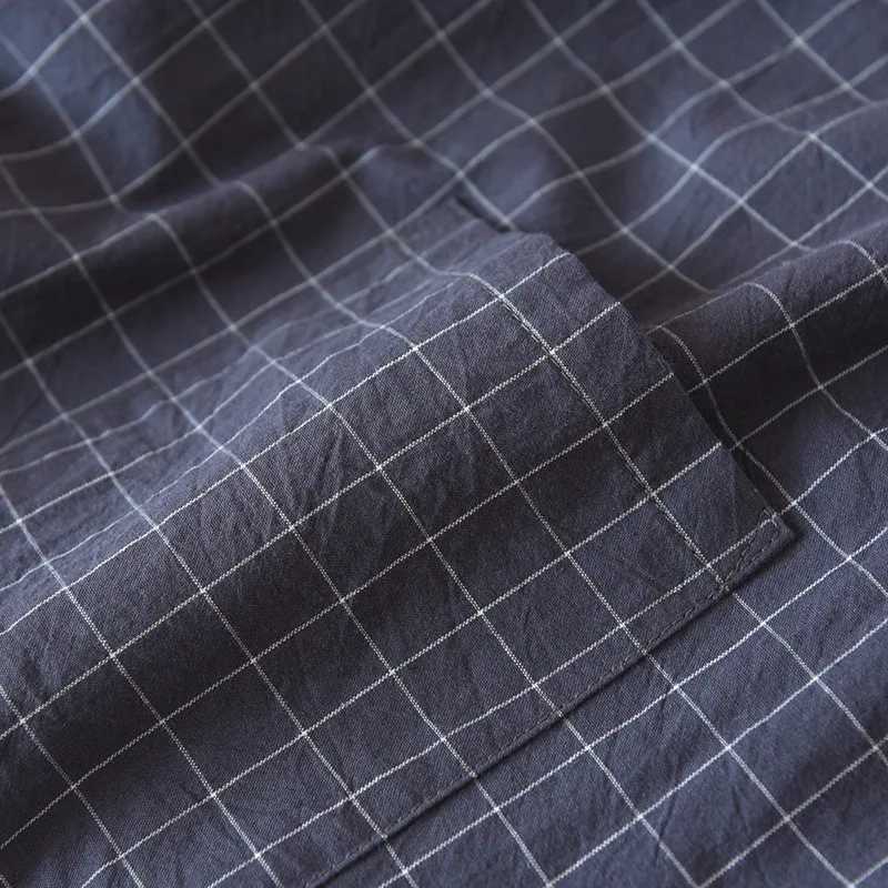 2024 Summer 100%Cotton Gauze Bathrobe Japanese-Style Kimono Men Plaid Robe Loose kimono bathrobe Men Sweat Steaming Sleep XJ241018