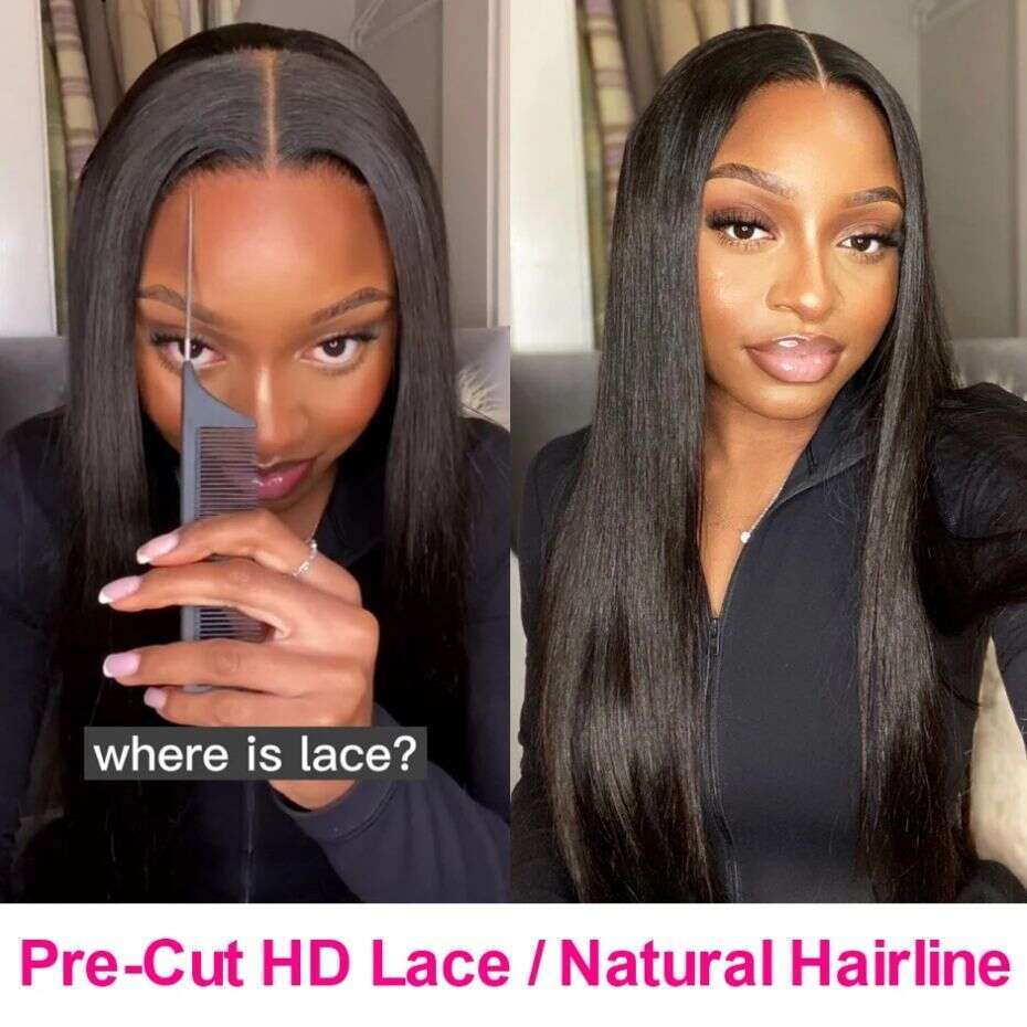 New Glueless Wig Straight 13x4 13x6 Hd Transparent Lace Front Wigs Brazilian Remy Hair Pre-Cut 5x5 Lace Closure Wig Pre Plucked