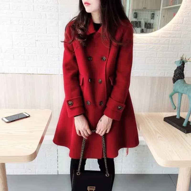 Fashion Casual Woolen Windbreaker Women Overcoat Winter 2023 New Korean Loose Long Thick Woolen Coat Female Outwear Autumn CoatX241009