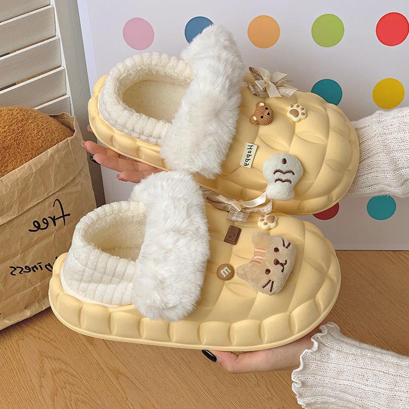 Plush Cartoon Cotton Slippers Detachable Heel for Indoor Warmth Washable Home Shoes 2024 New Arrival | Free Shipping